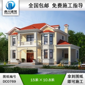 歐式二層帶車庫別墅施工圖紙及效果圖_新農(nóng)村自建房設(shè)計(jì),鼎川建筑